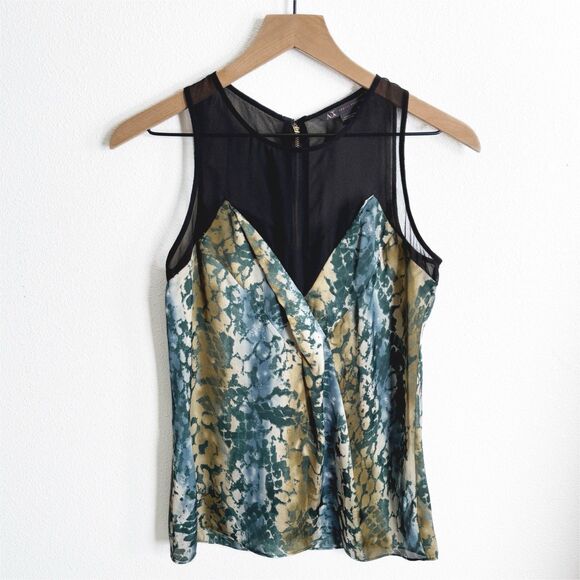 Vtg‎ Y2K Armani Exchange Top Womens Small Black Sheer Fairy Grunge Festival Boho - Picture 1 of 15